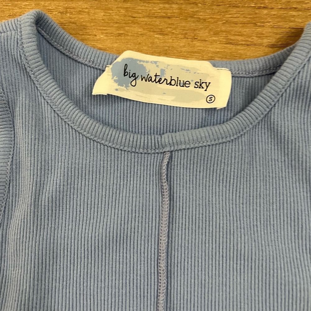 Blue Sky Ribbed Tank Top in Light Blue - Picture 4 of 5